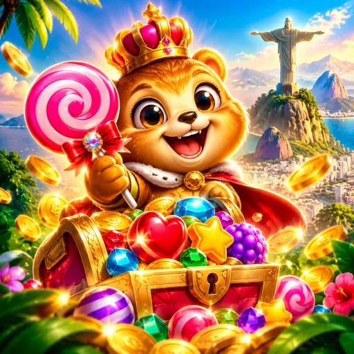 Card de slot colorido de frutas com tumble